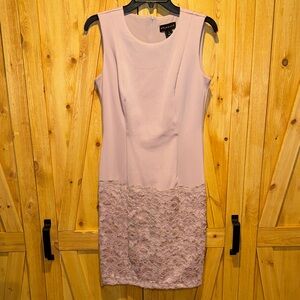 Chic Blush Midi Dress with Lace by Calvin Klein